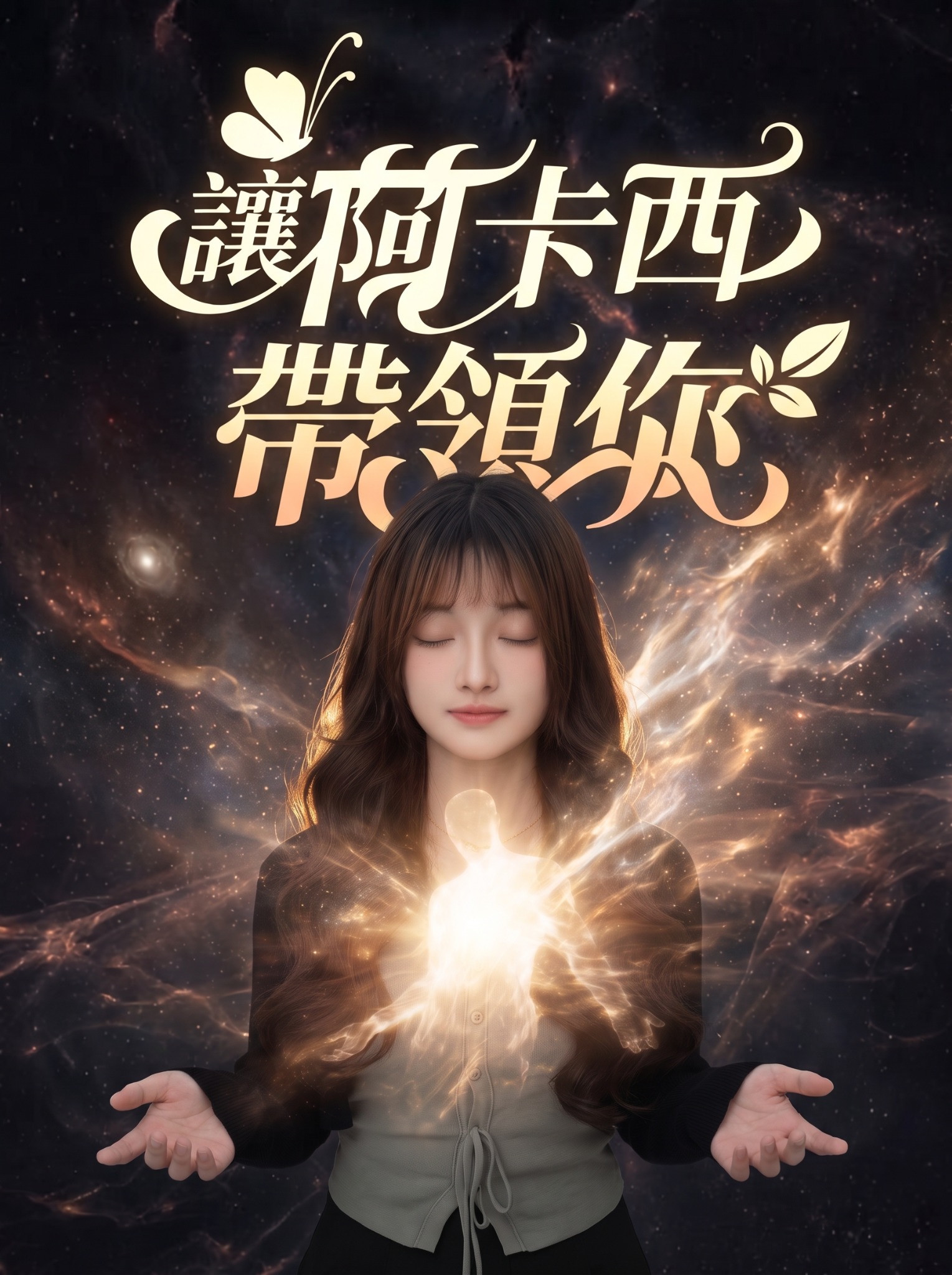 讓阿卡西帶領你:金色星光中的靜心人物主視覺